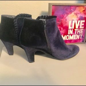 Aerosoles Navy Blue Velvet Ankle Boots
